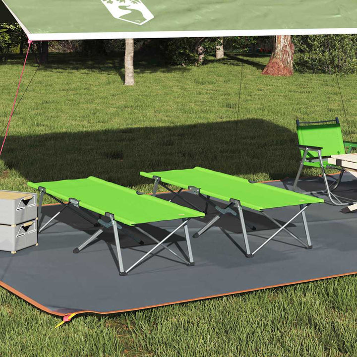 Foldende Camping Seng 2 pcs Grøn 194 x 62,5 x 42,5 cm
