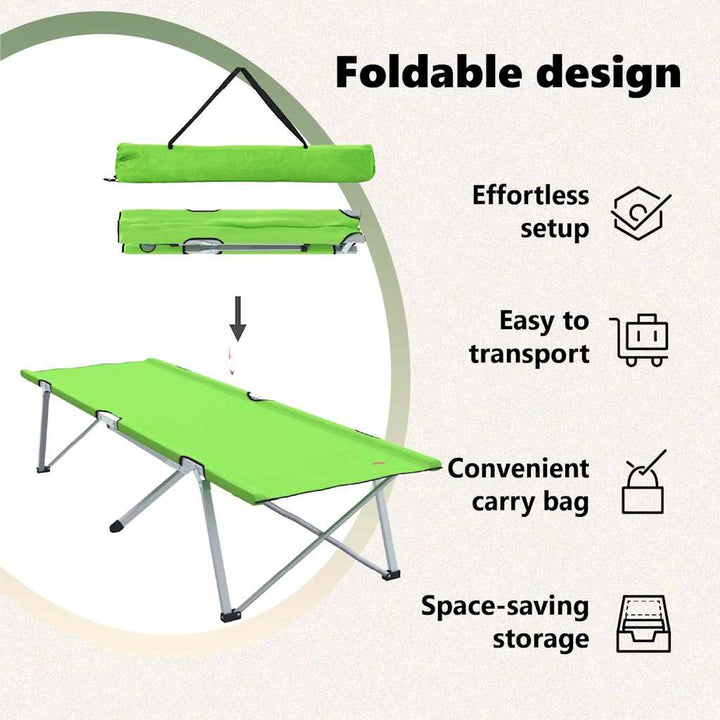 Foldende Camping Seng 2 pcs Grøn 194 x 62,5 x 42,5 cm