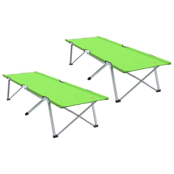 Foldende Camping Seng 2 pcs Grøn 194 x 62,5 x 42,5 cm