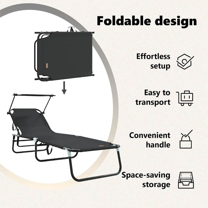 Foldestol Sort 190 x 57 x 81 cm oxford