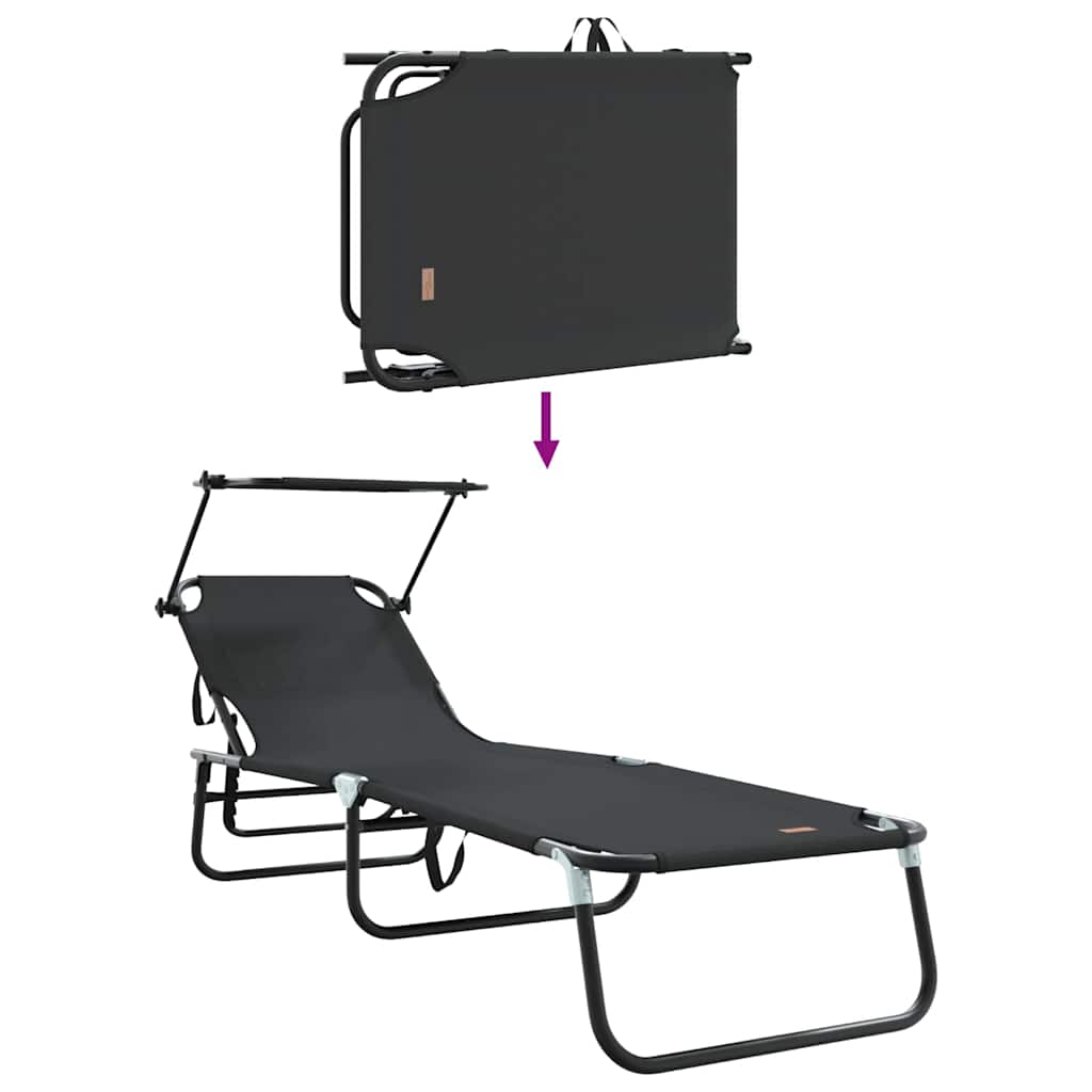 Foldestol Sort 190 x 57 x 81 cm oxford