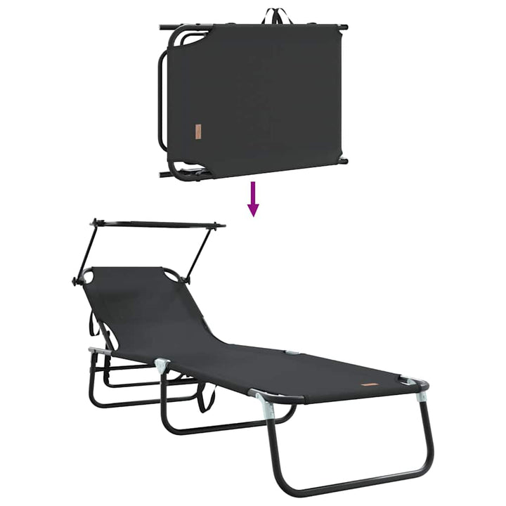 Foldestol Sort 190 x 57 x 81 cm oxford