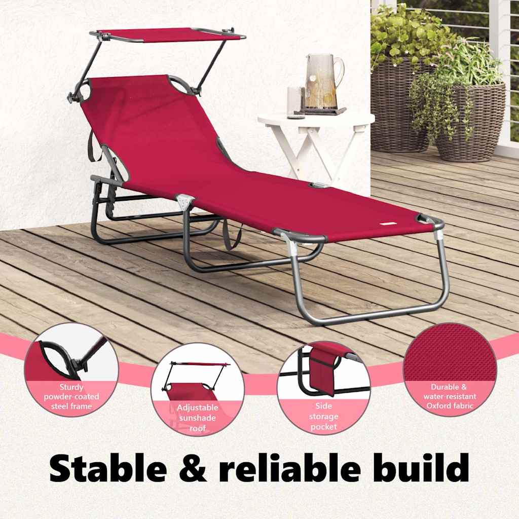 Foldestol Rød 190 x 57 x 81 cm oxford