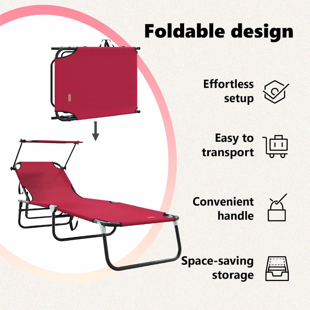 Foldestol Rød 190 x 57 x 81 cm oxford