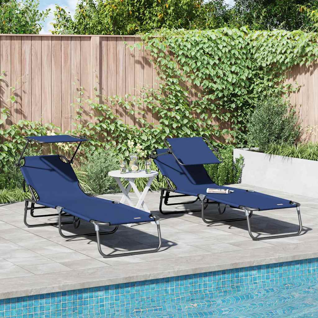 Foldestol 2 pcs Blå 190 x 57 x 81 cm oxford