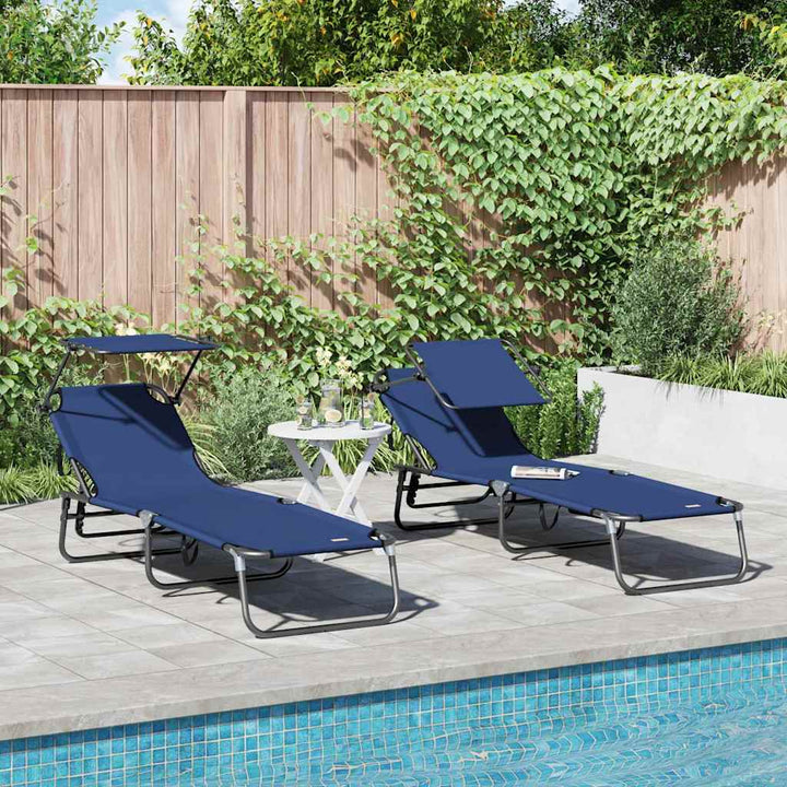 Foldestol 2 pcs Blå 190 x 57 x 81 cm oxford