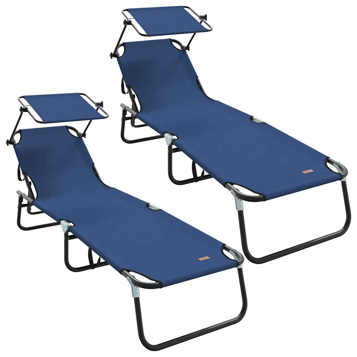 Foldestol 2 pcs Blå 190 x 57 x 81 cm oxford