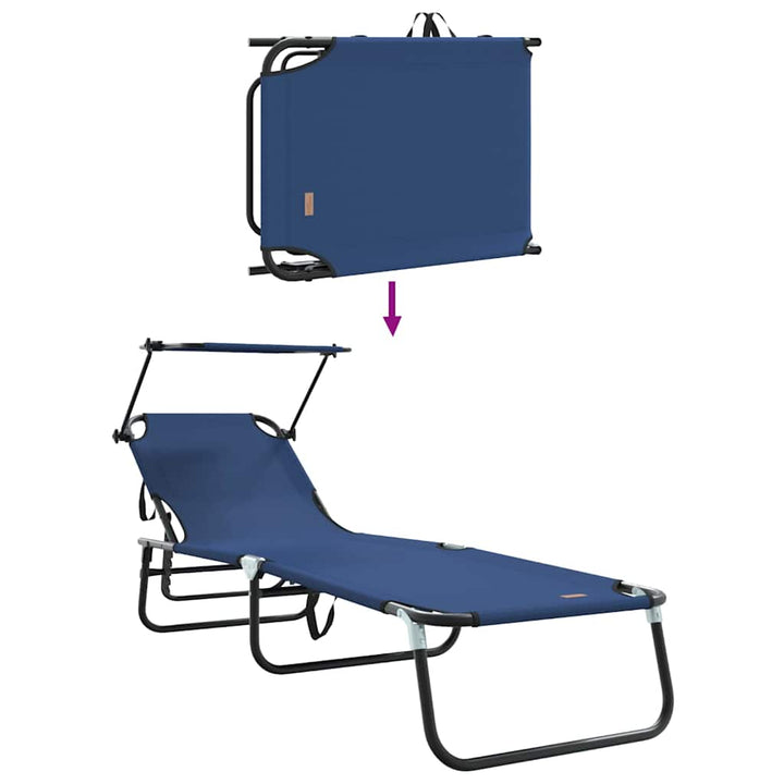 Foldestol 2 pcs Blå 190 x 57 x 81 cm oxford