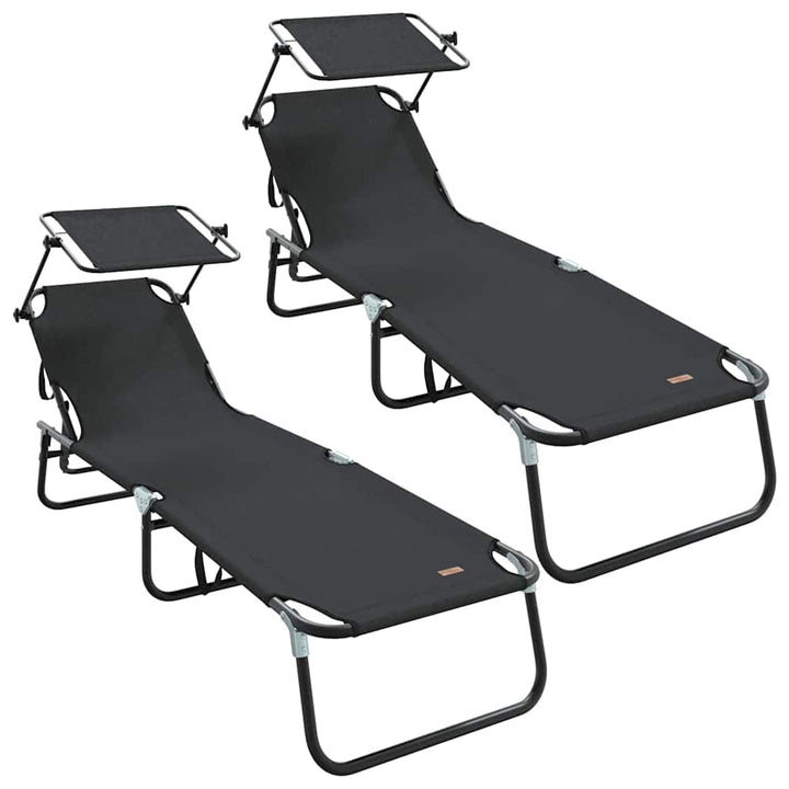 Foldestol 2 pcs Sort 190 x 57 x 81 cm oxford