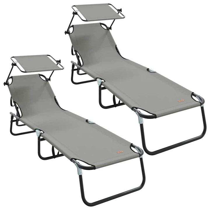 Foldestol 2 pcs Grå 190 x 57 x 81 cm oxford