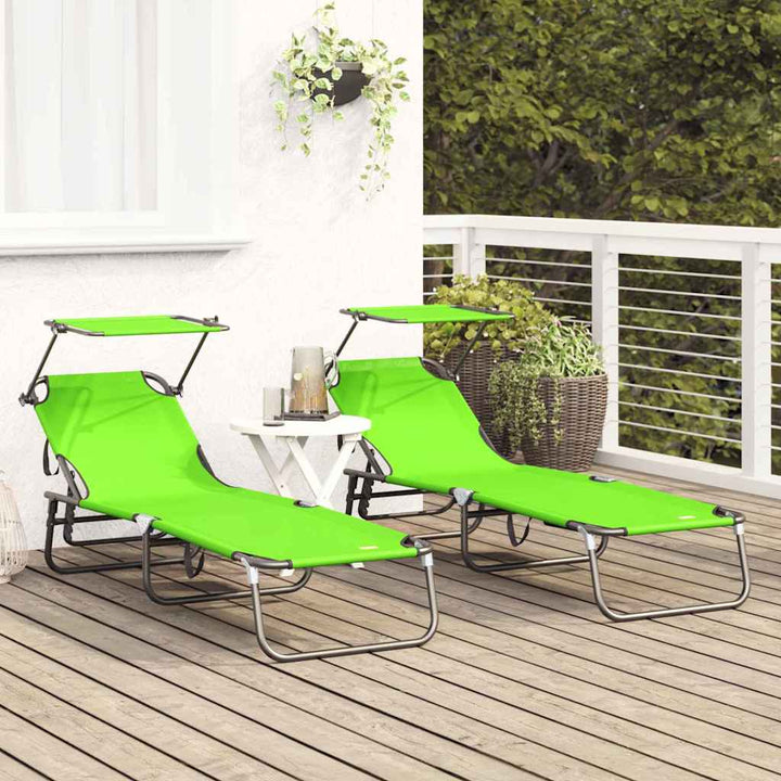 Foldestol 2 pcs Grøn 190 x 57 x 81 cm oxford