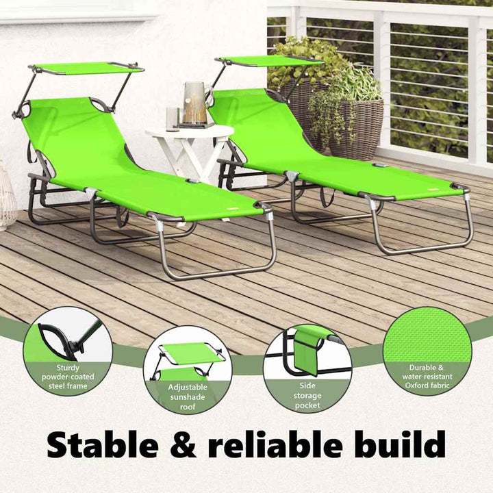 Foldestol 2 pcs Grøn 190 x 57 x 81 cm oxford
