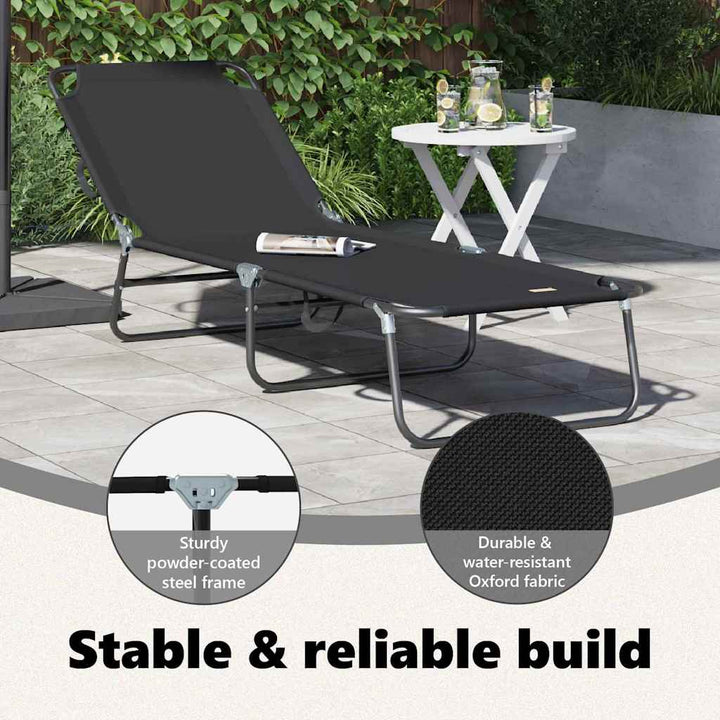 Foldestol Sort 188 x 57 x 86,5 cm Polyester