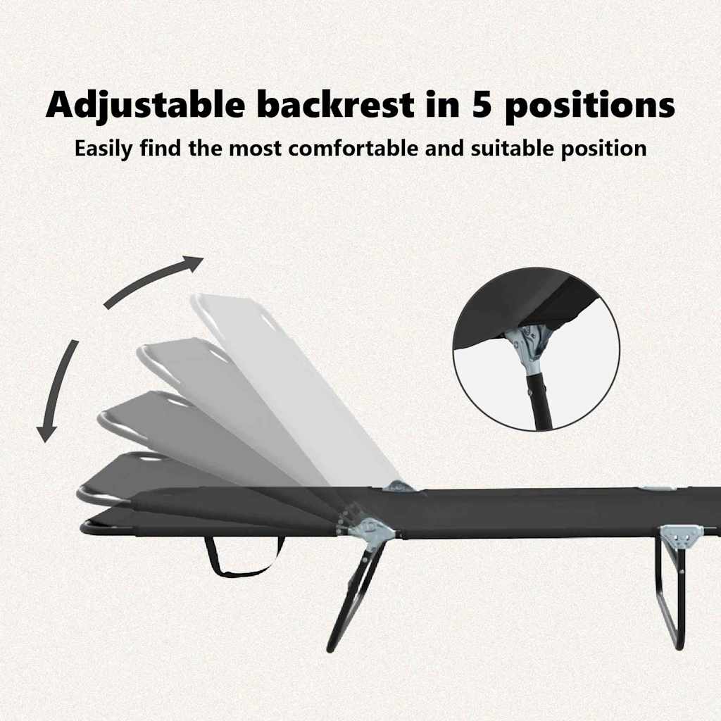 Foldestol Sort 188 x 57 x 86,5 cm Polyester