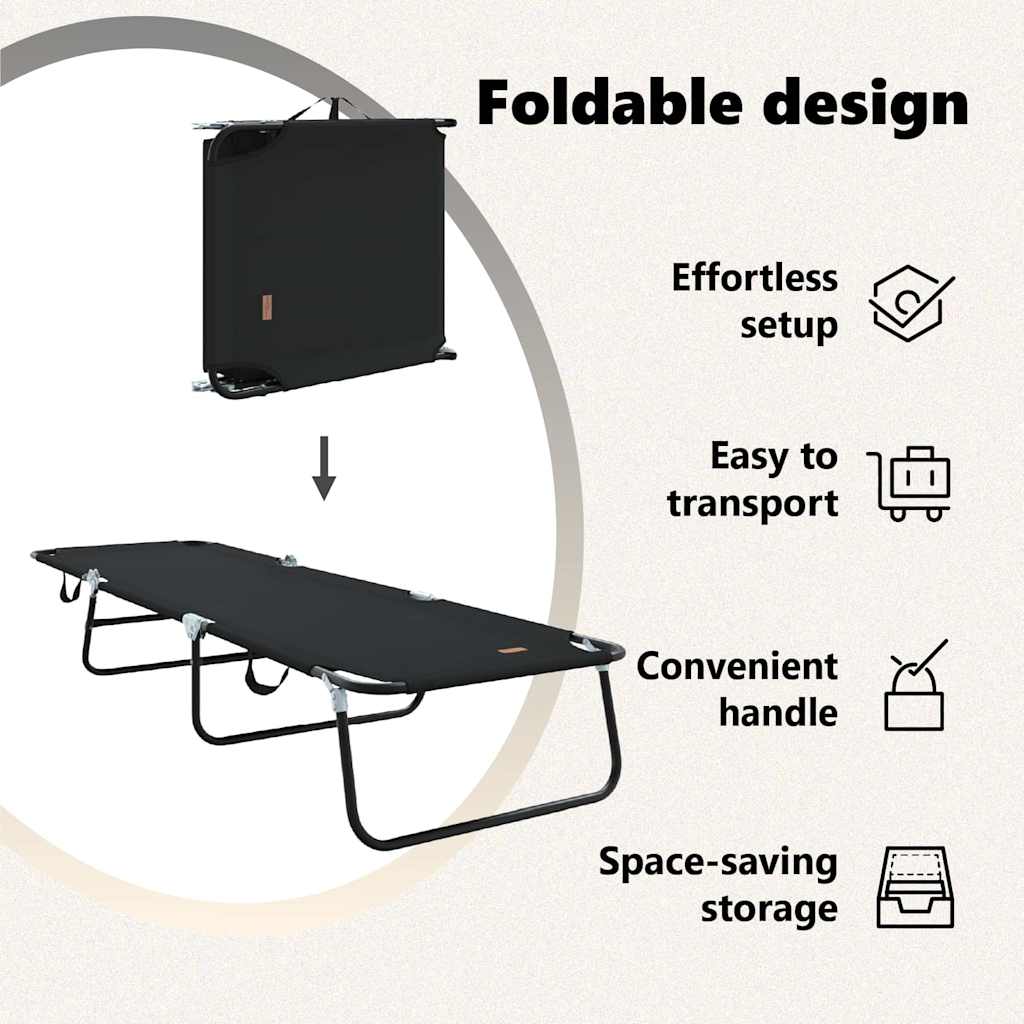 Foldestol Sort 188 x 57 x 86,5 cm Polyester