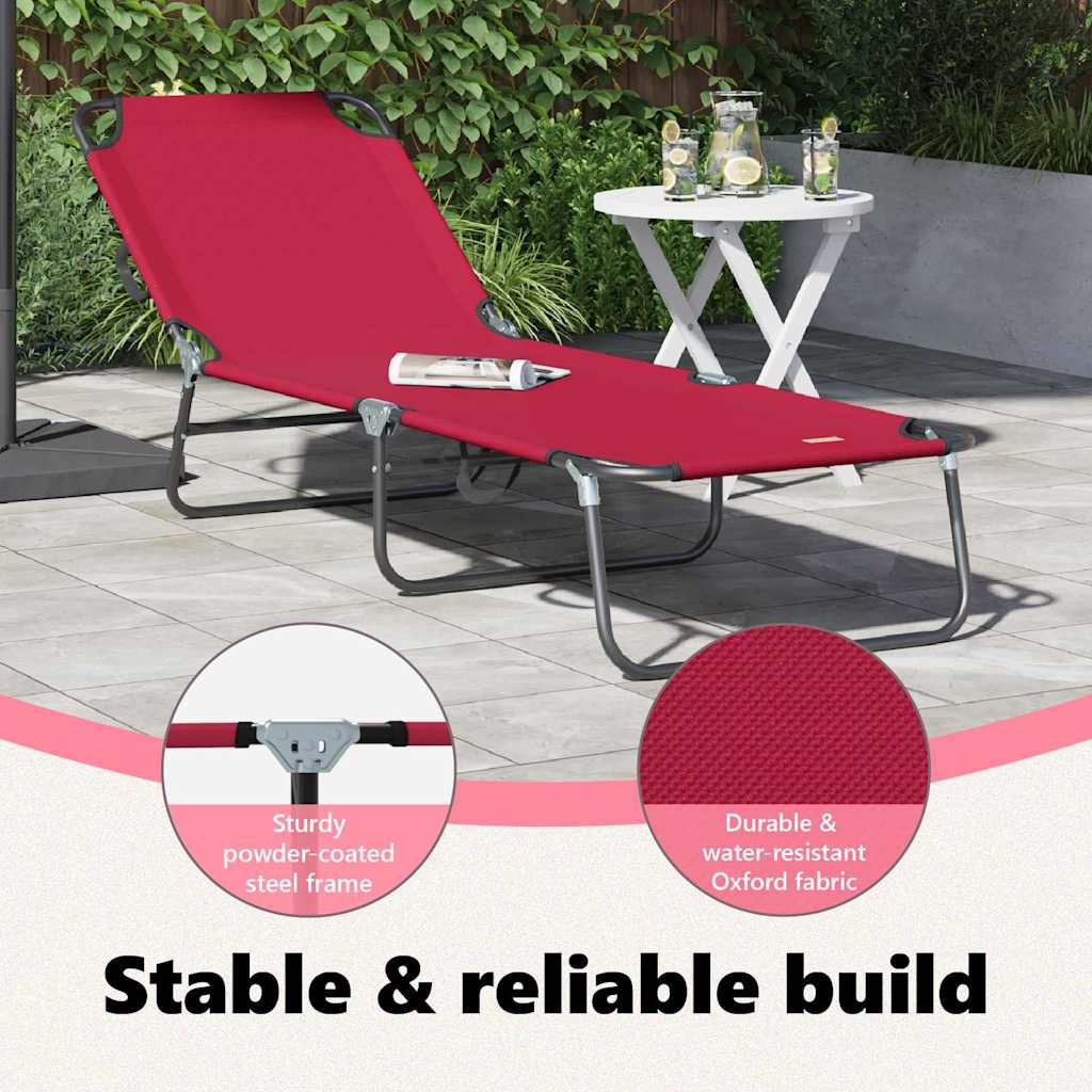 Foldestol Rød 188 x 57 x 86,5 cm Polyester