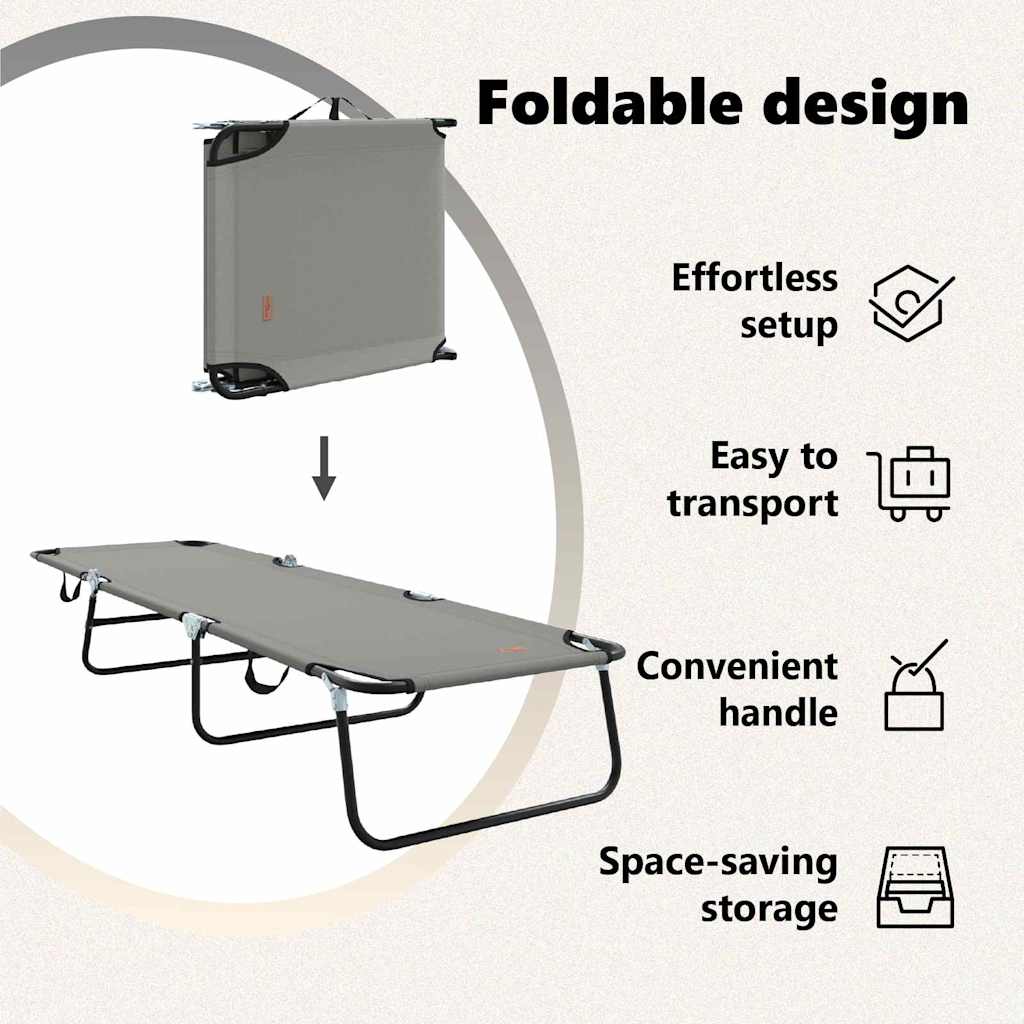 Foldestol Grå 188 x 57 x 86,5 cm Polyester
