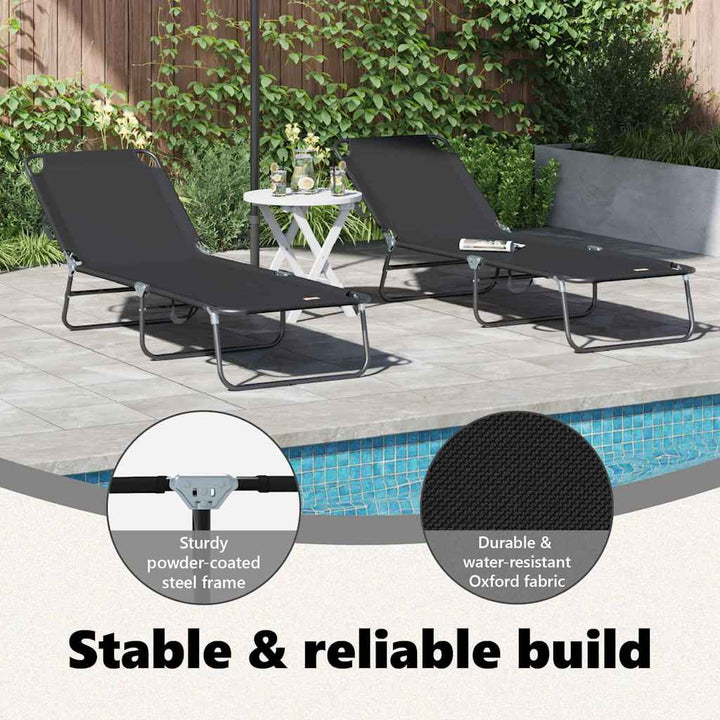 Foldestol 2 pcs Sort 188 x 57 x 86,5 cm Polyester
