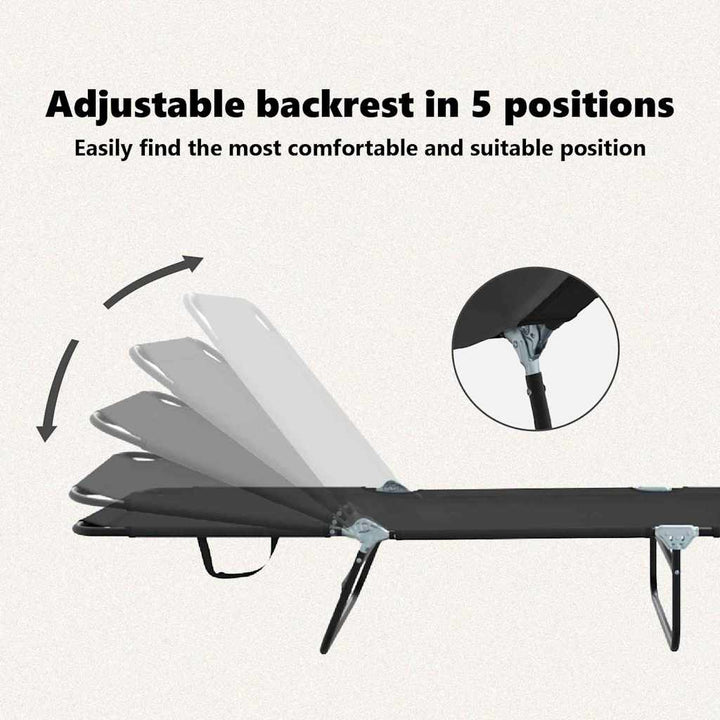 Foldestol 2 pcs Sort 188 x 57 x 86,5 cm Polyester