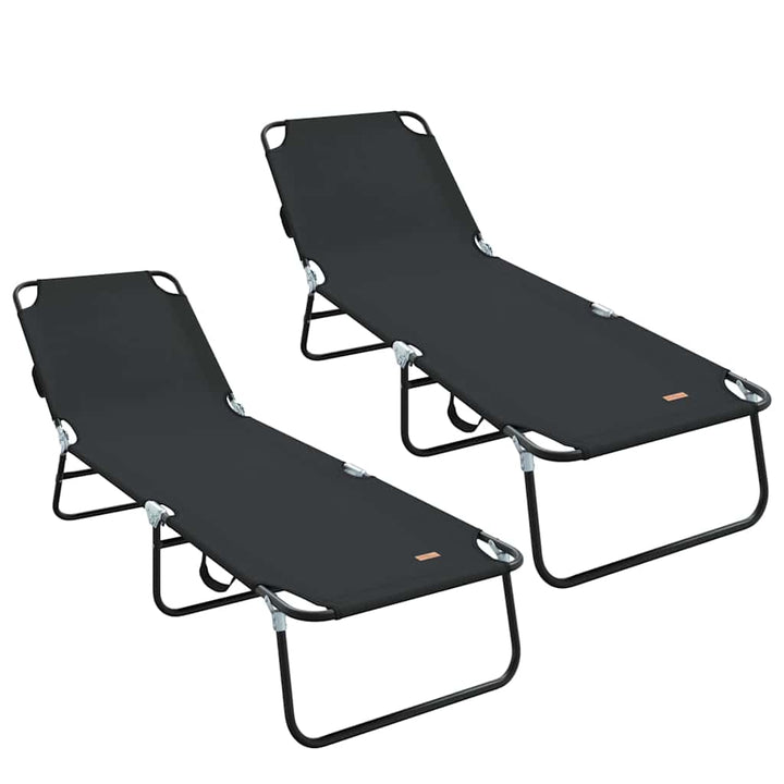 Foldestol 2 pcs Sort 188 x 57 x 86,5 cm Polyester