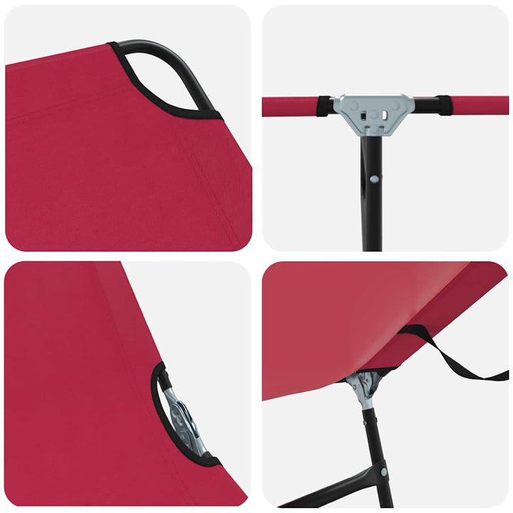 Foldestol 2 pcs Rød 188 x 57 x 86,5 cm Polyester