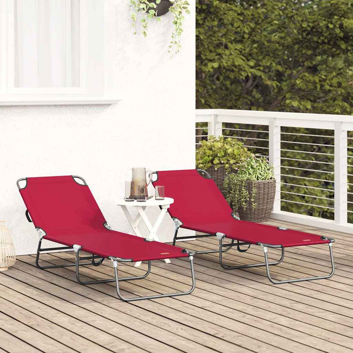 Foldestol 2 pcs Rød 188 x 57 x 86,5 cm Polyester