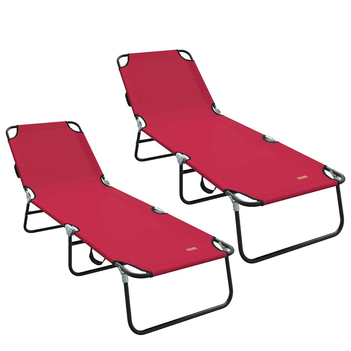 Foldestol 2 pcs Rød 188 x 57 x 86,5 cm Polyester