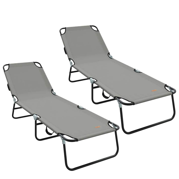 Foldestol 2 pcs Grå 188 x 57 x 86,5 cm Polyester
