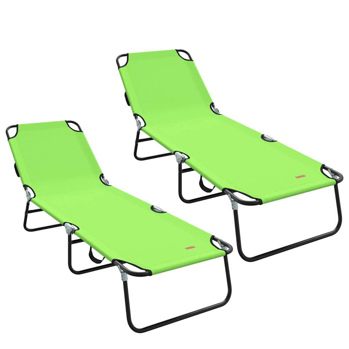 Foldestol 2 pcs Grøn 188 x 57 x 86,5 cm Polyester