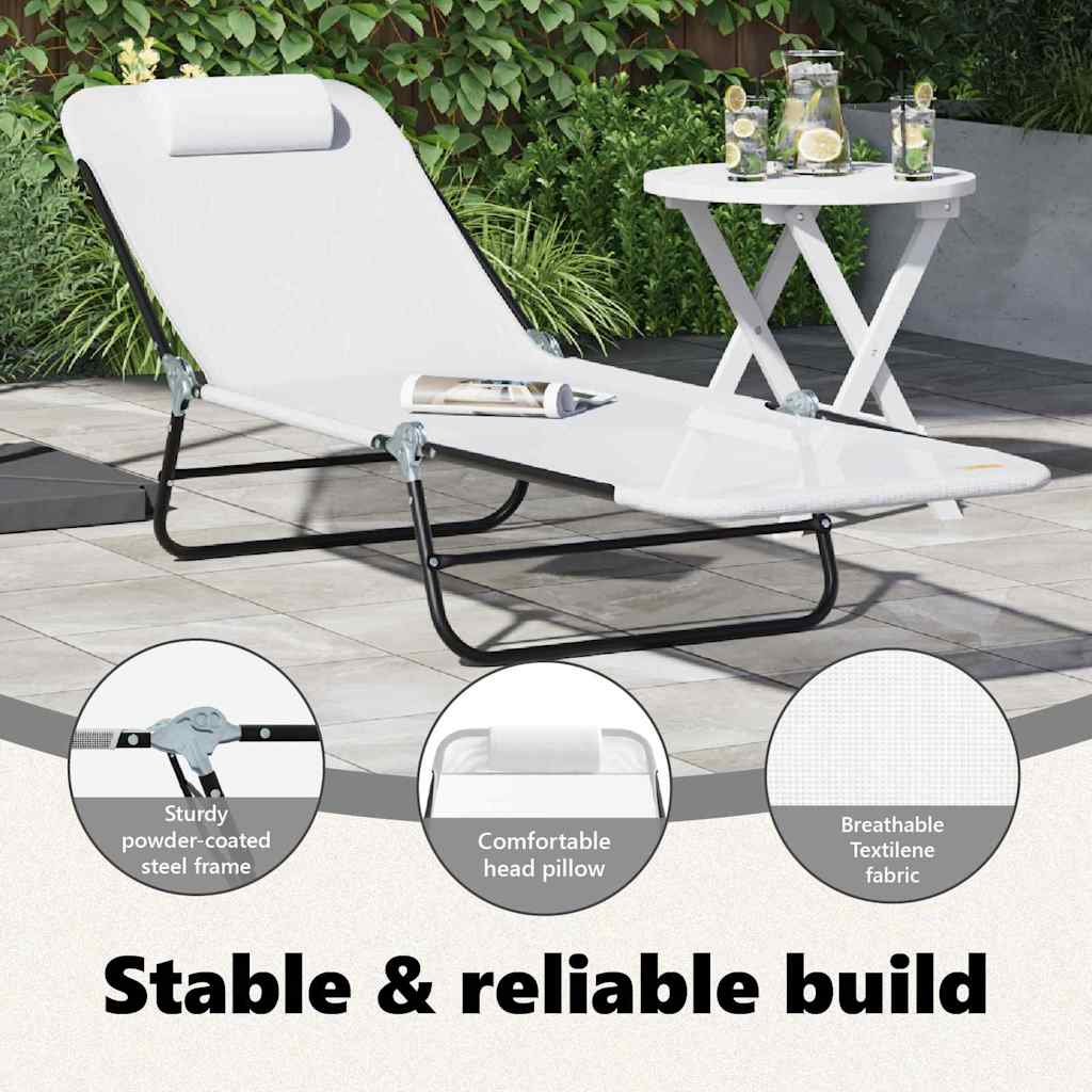 Foldestol Creme 182 x 55 x 85,5 cm Textilene