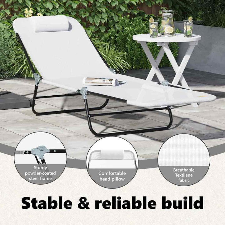 Foldestol Creme 182 x 55 x 85,5 cm Textilene