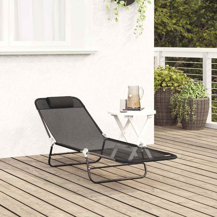 Foldestol Sort 182 x 55 x 85,5 cm Textilene