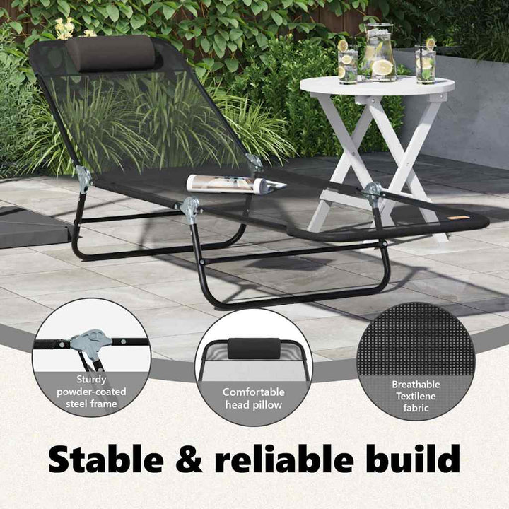 Foldestol Sort 182 x 55 x 85,5 cm Textilene