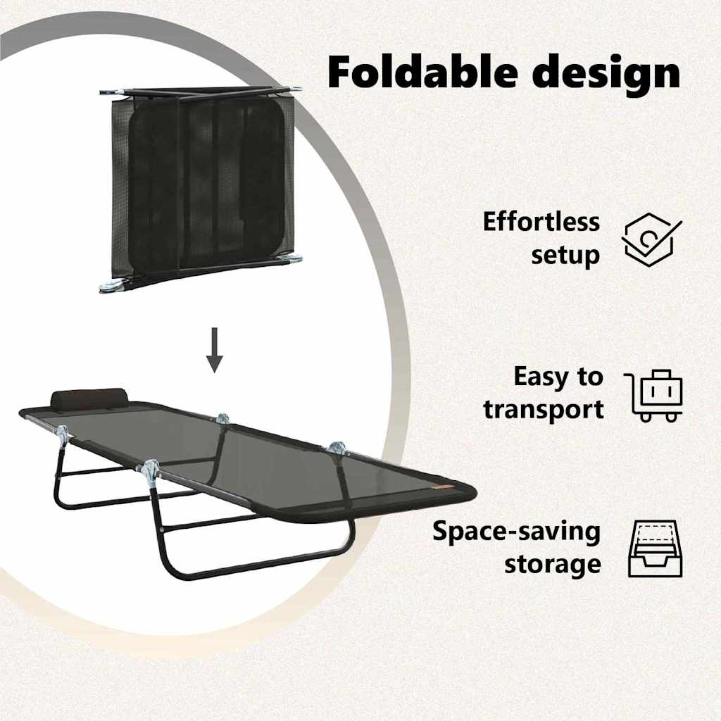 Foldestol Sort 182 x 55 x 85,5 cm Textilene