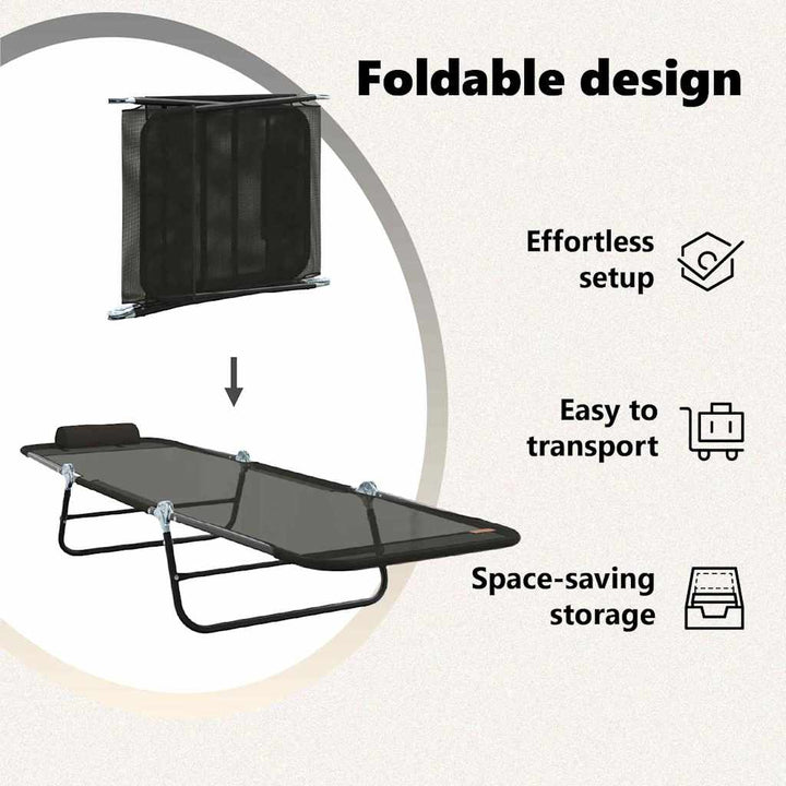 Foldestol Sort 182 x 55 x 85,5 cm Textilene