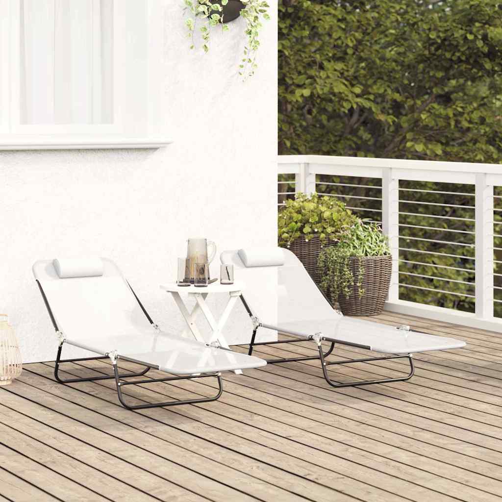 Foldestol 2 stk. Textilene Creme