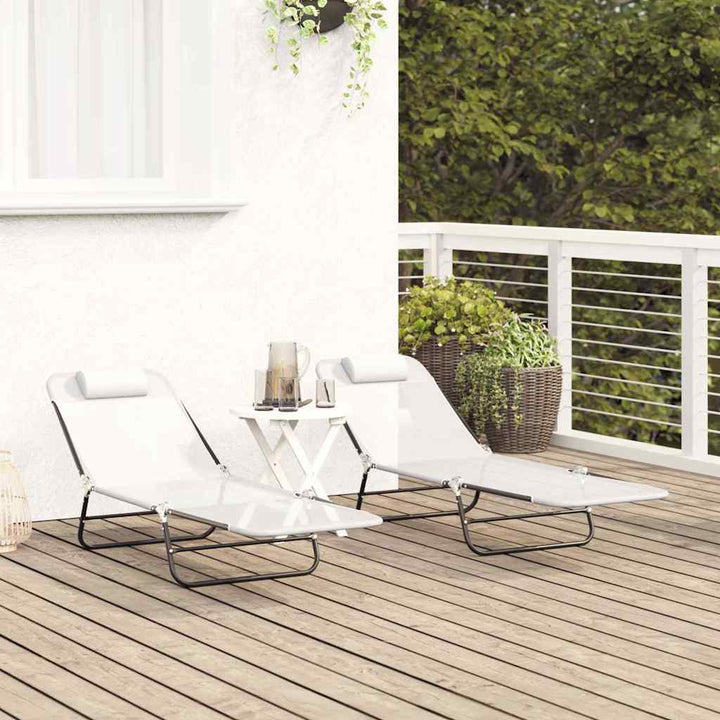 Foldestol 2 stk. Textilene Creme