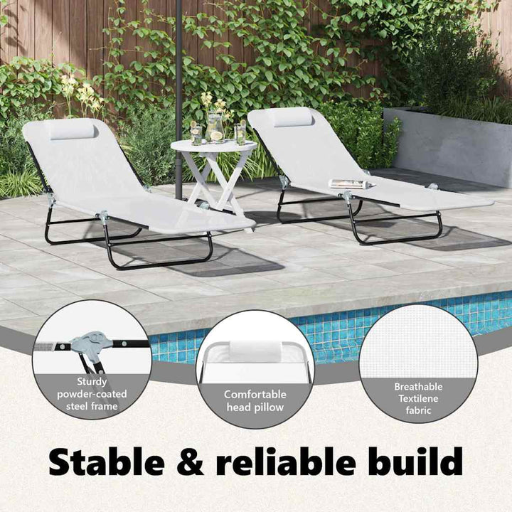 Foldestol 2 pcs Creme 182 x 55 x 85,5 cm Textilene