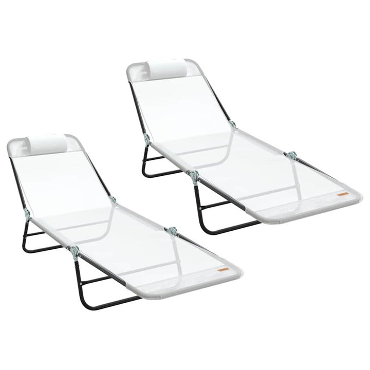 Foldestol 2 pcs Creme 182 x 55 x 85,5 cm Textilene