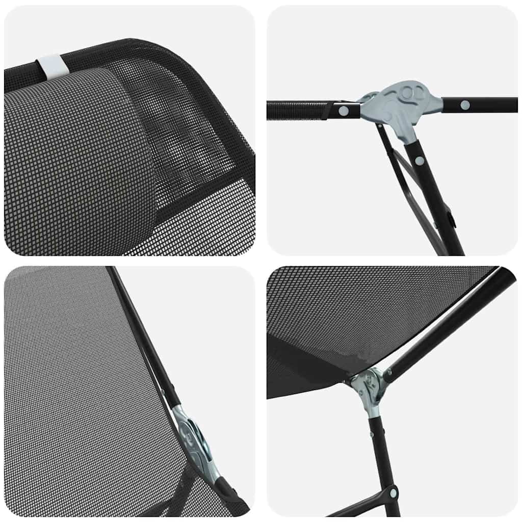 Foldestol 2 pcs Sort 182 x 55 x 85,5 cm Textilene