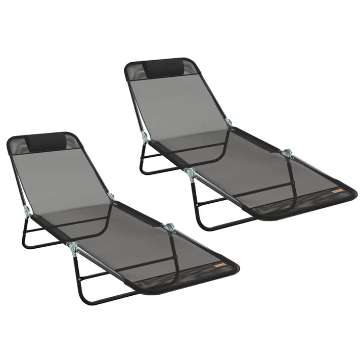 Foldestol 2 pcs Sort 182 x 55 x 85,5 cm Textilene