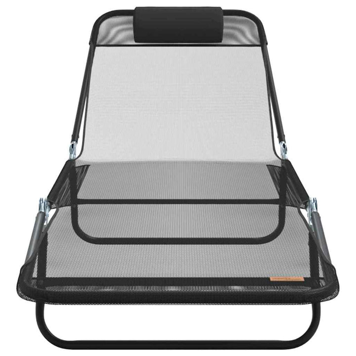 Foldestol 2 pcs Sort 182 x 55 x 85,5 cm Textilene