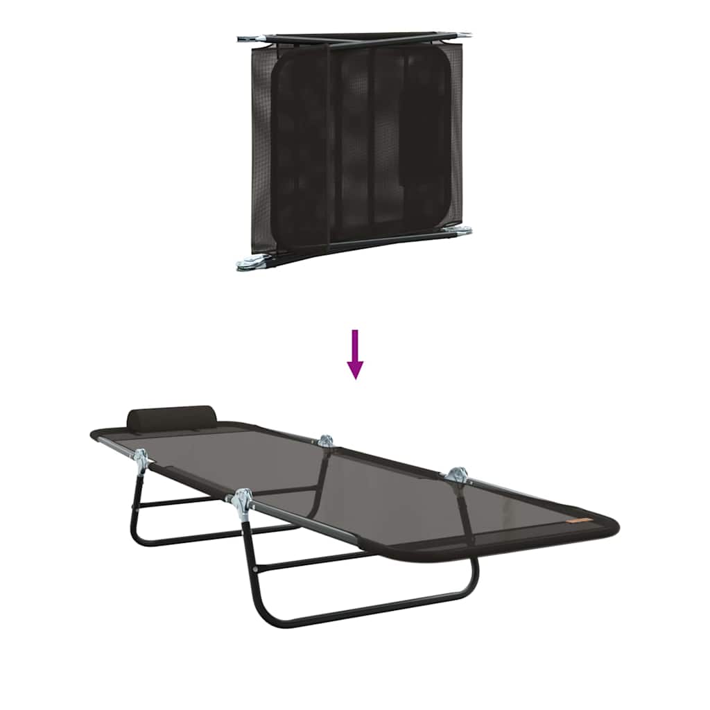 Foldestol 2 pcs Sort 182 x 55 x 85,5 cm Textilene