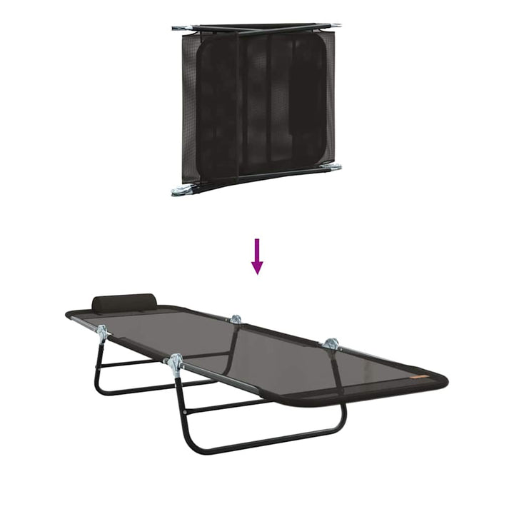 Foldestol 2 pcs Sort 182 x 55 x 85,5 cm Textilene