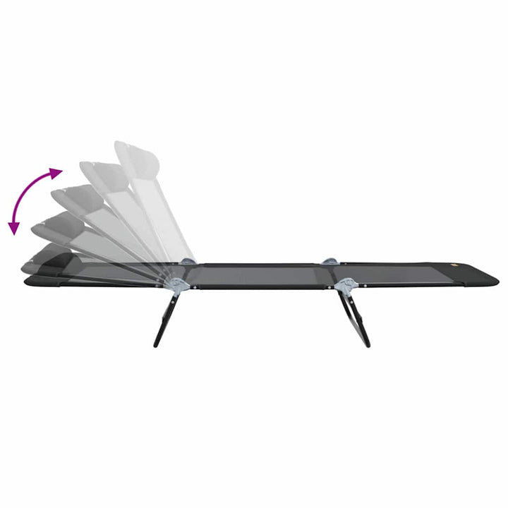 Foldestol 2 pcs Sort 182 x 55 x 85,5 cm Textilene