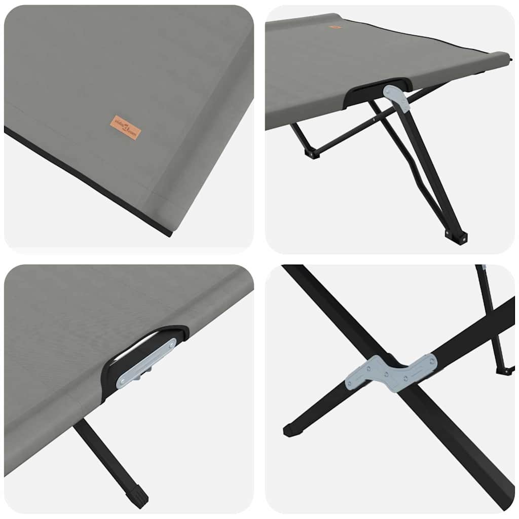 Foldende Camping Seng Grå 206 x 76 x 74 cm Oxford og Stål