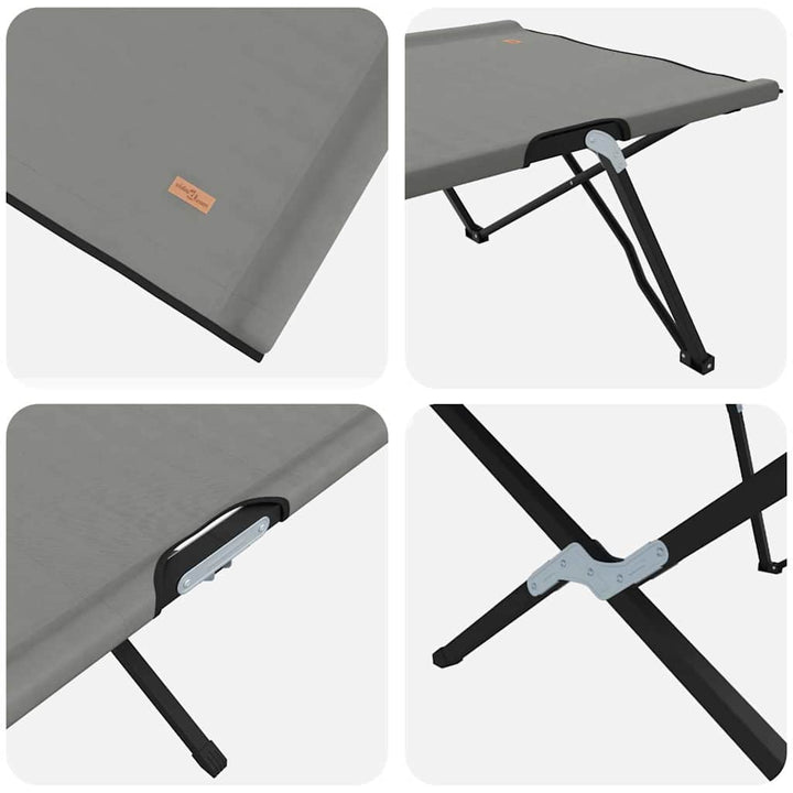 Foldende Camping Seng Grå 206 x 76 x 74 cm Oxford og Stål