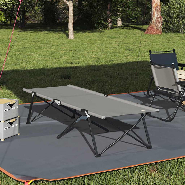 Foldende Camping Seng Grå 206 x 76 x 74 cm Oxford og Stål