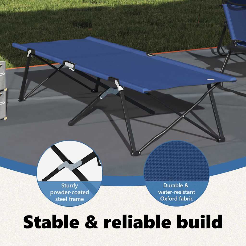 Foldende Camping Seng 2 pcs Blå 206 x 76 x 74 cm Oxford og Stål