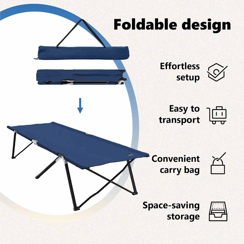 Foldende Camping Seng 2 pcs Blå 206 x 76 x 74 cm Oxford og Stål